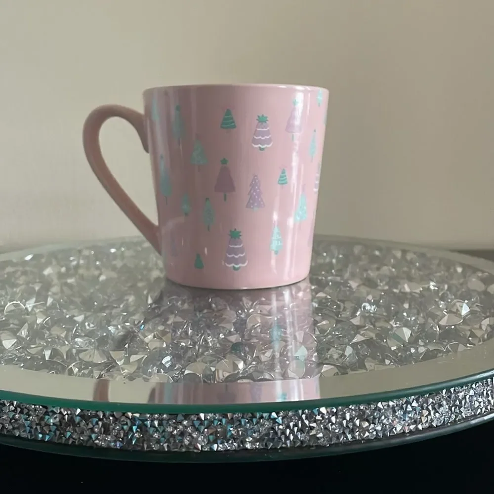 Eccolo pastel pink purple Christmas tree Xmas holiday coffee ceramic mug